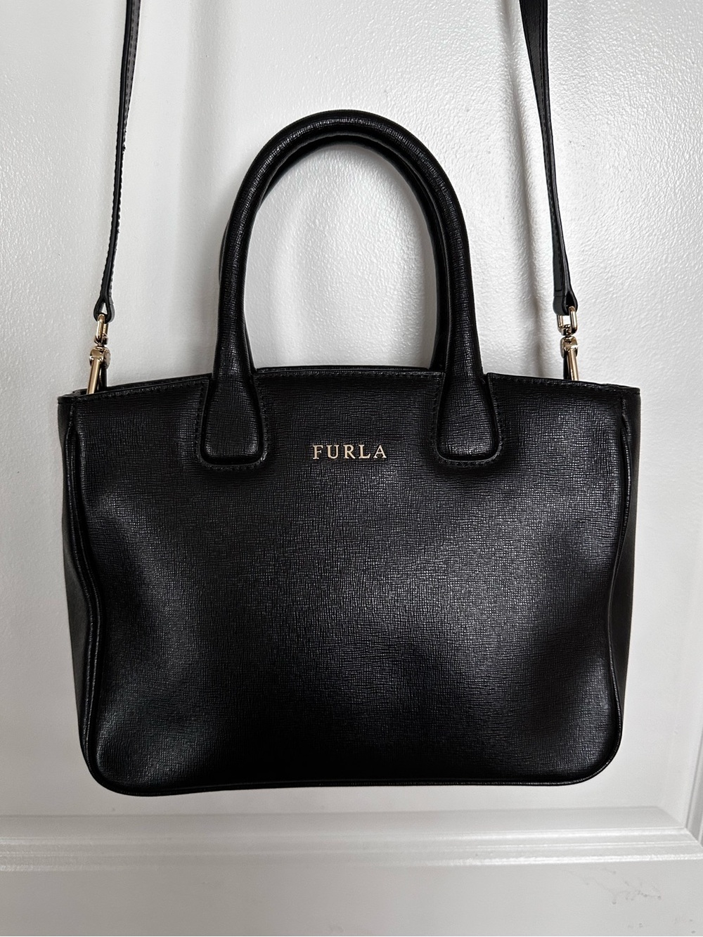 Furla Black Leather Satchel/Shoulder Bag